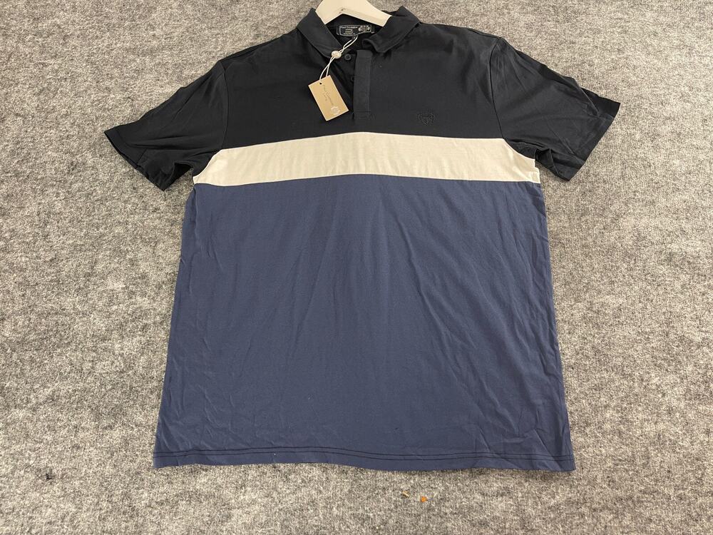 Paul Costelloe Shirt Mens Polo Large Short Sleeve Color Block Striped N327